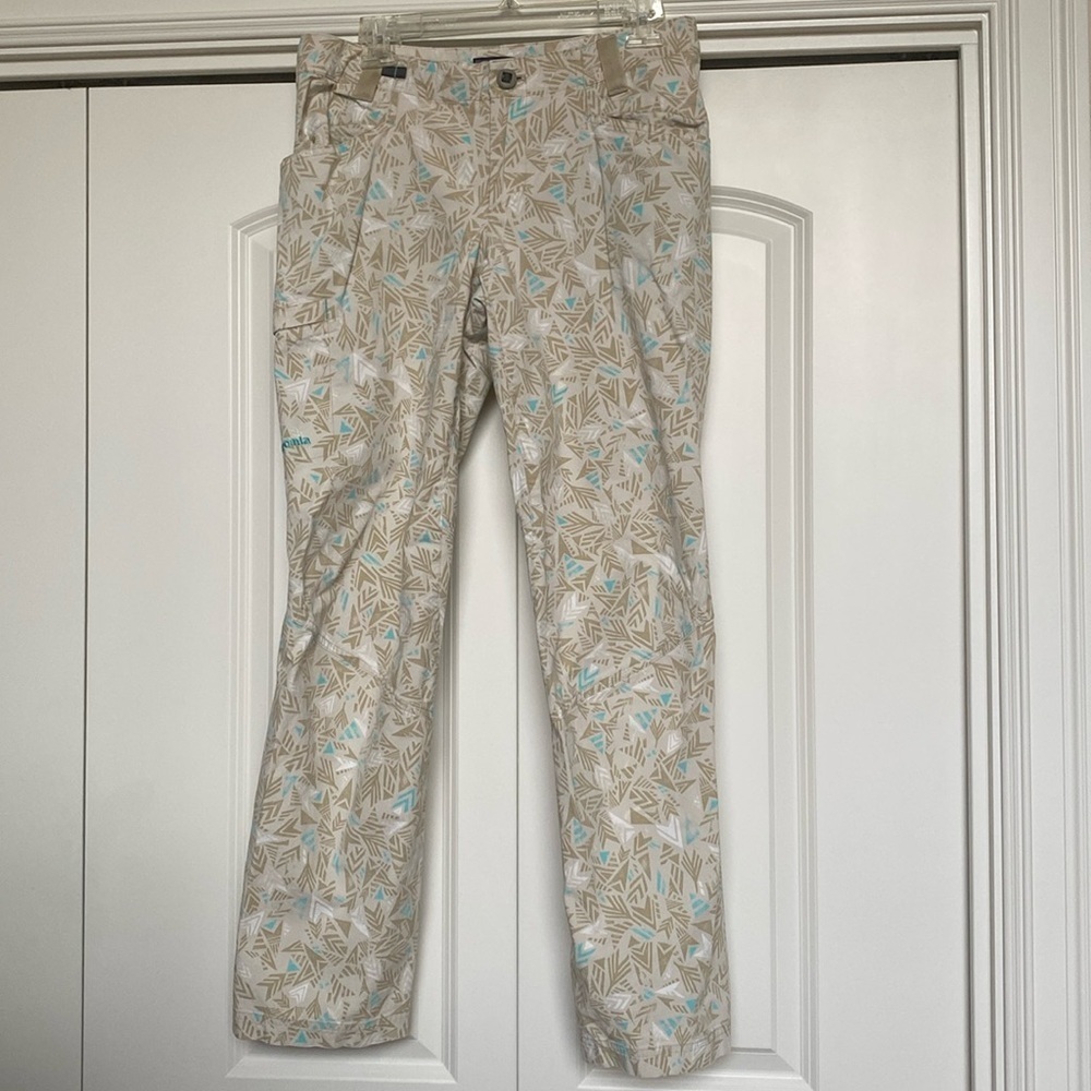 Patagonia Venga Rock Pants Womens 6 Tan Blue Geometric Activewear outdoors